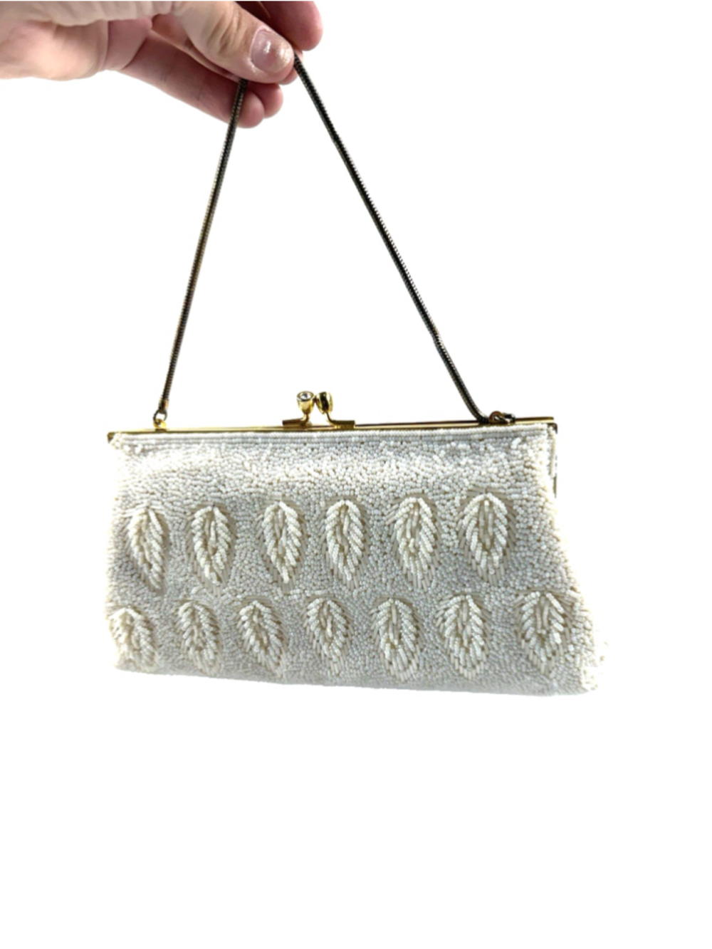 Stephen Chu Beaded Evening Bag Vintage white handbag Purse Clutch